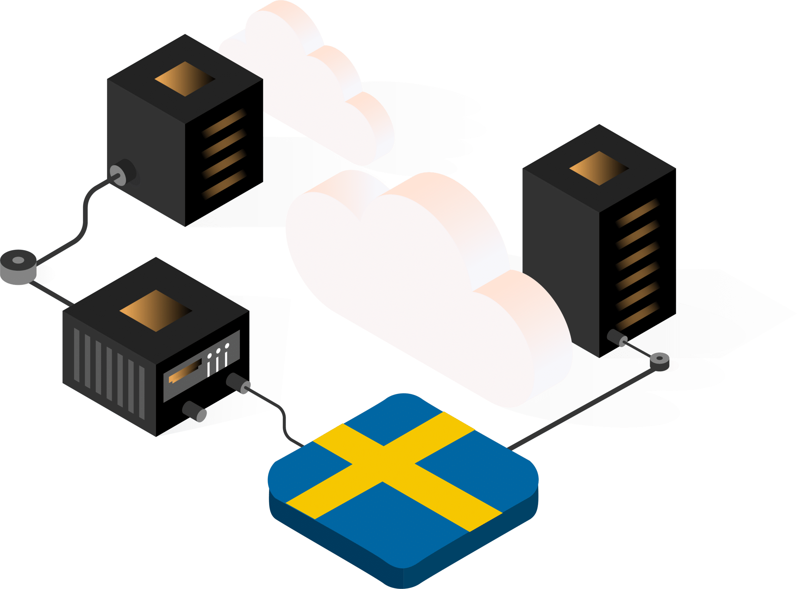 Abstract illustration showing a swedish cloud provider.